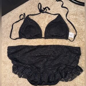 Mossimo black crocheted bikini -XL